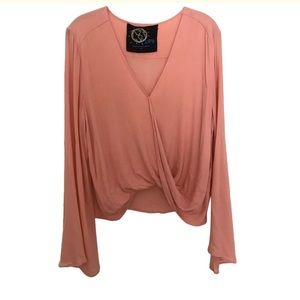 Blue life flair-sleeve blouse